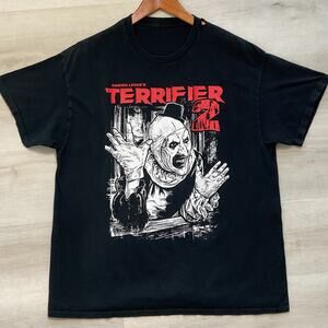 The Terrifier 2 Damien Leone Art The Clown Crew Neck Tee Shirt Black Mens XL